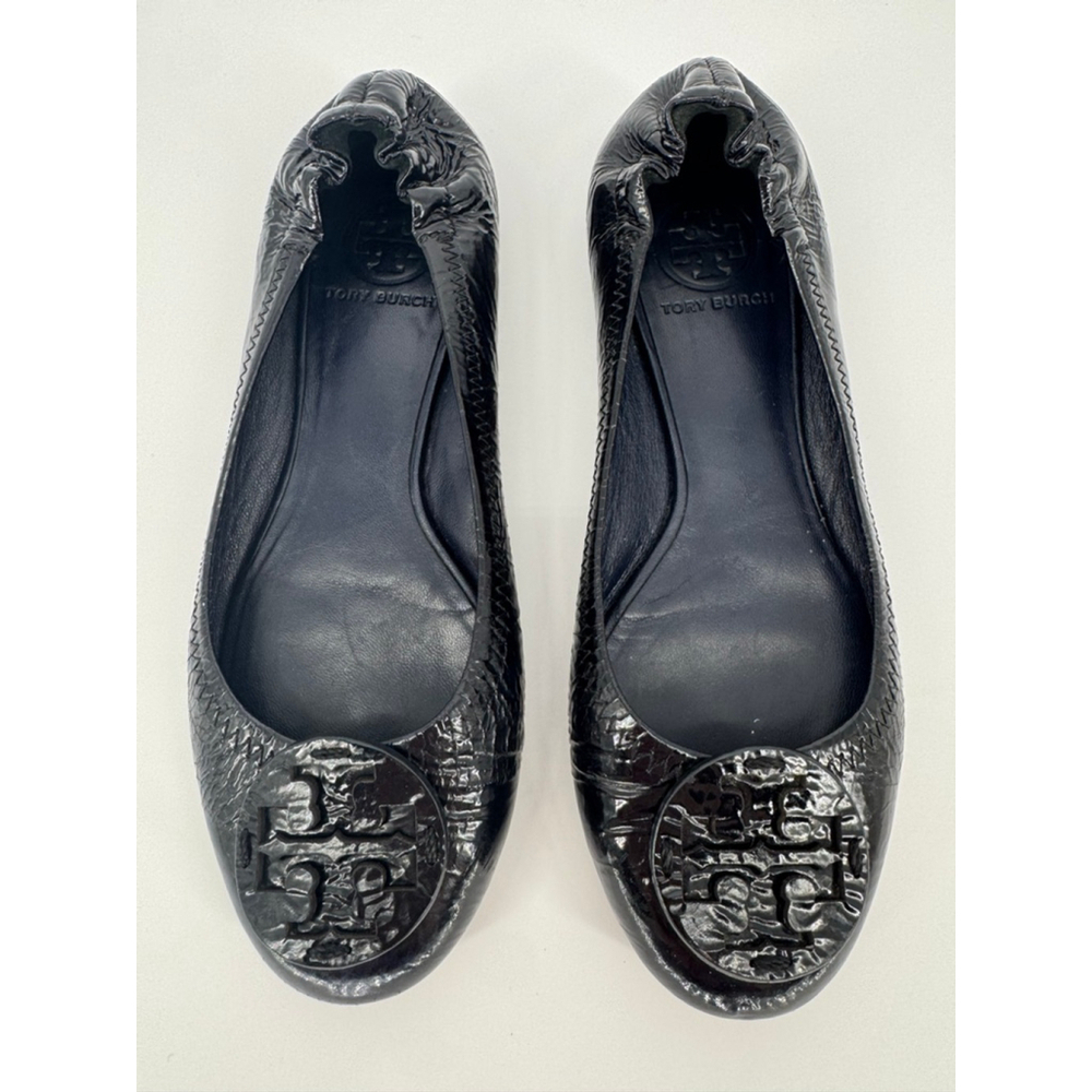 Tory Burch Black Patent Leather Reva Ballet Flats Size 7